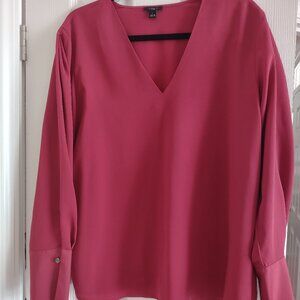 Ann Taylor Factory Crepe Blouse- Size L- Raspberry color